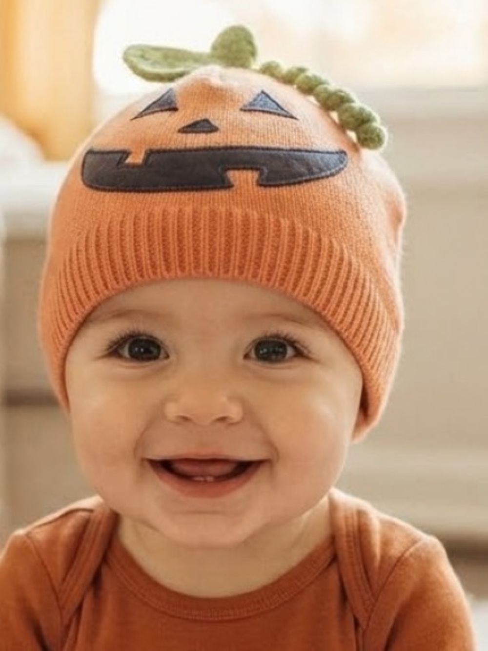 Koala Baby Fall Halloween Jack-O-Lantern Pumpkin Beanie Sweater Hat size 18-24